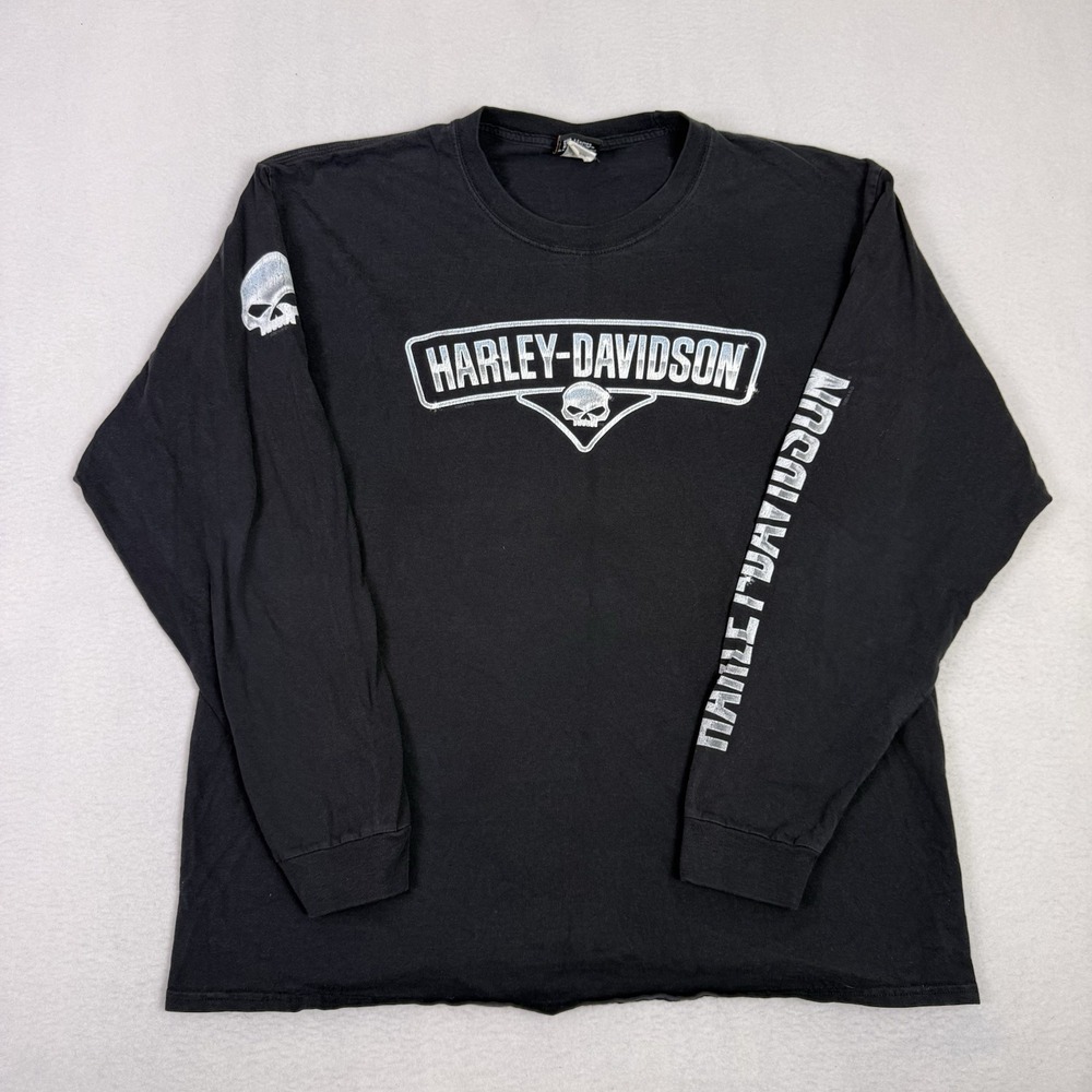 Harley Davidson XL Long Sleeve St. Charles Missouri Skull Riverboat Black Shirt